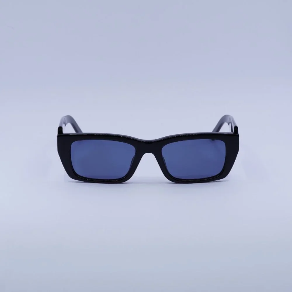 Palm Angels PERI002 PALM 1045 Sunglasses Black Rectangle Frame, Blue Lenses